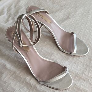 Deltan Silver High Heel Sandals Summer Prom Party Shoes